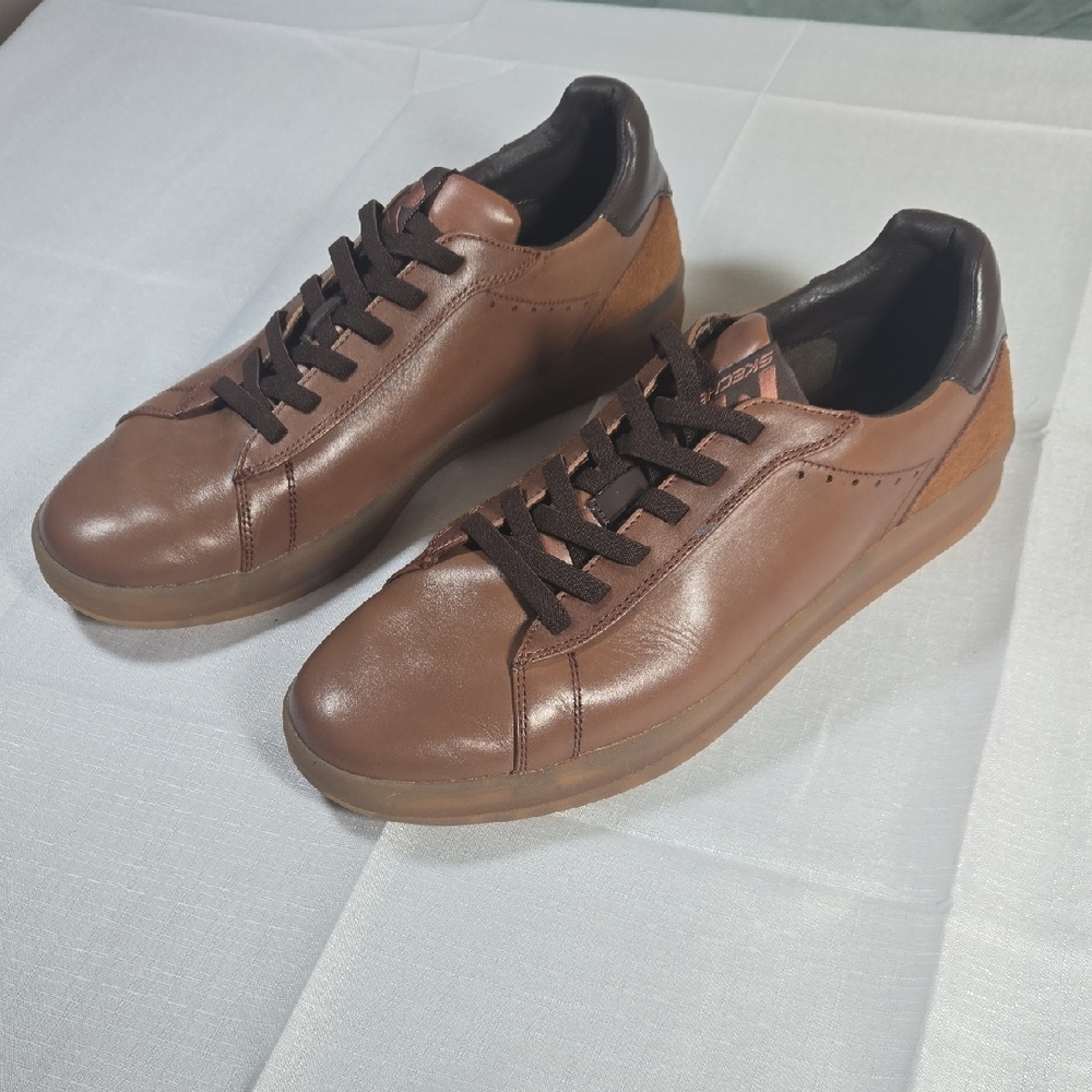 Skechers Men's Brown Leather Casual Sneakers